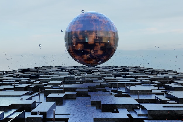 3d 3d rendering abstracto alienígena fondo blanco azul limpio cristal cubo diseño pantalla e