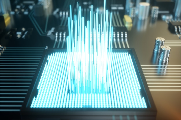 3D-Abbildung Leiterplatte. Technologischer Hintergrund