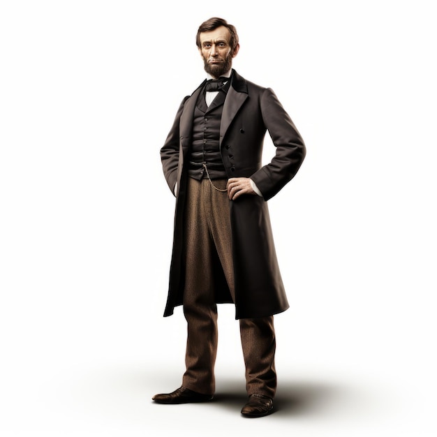 3d Abraham Lincoln em roupa vintage com design digitalmente aprimorado