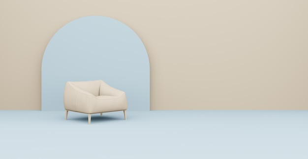 3D-Abstract-Interieur Interior-Vorlage Helle Farbe im Innenraum