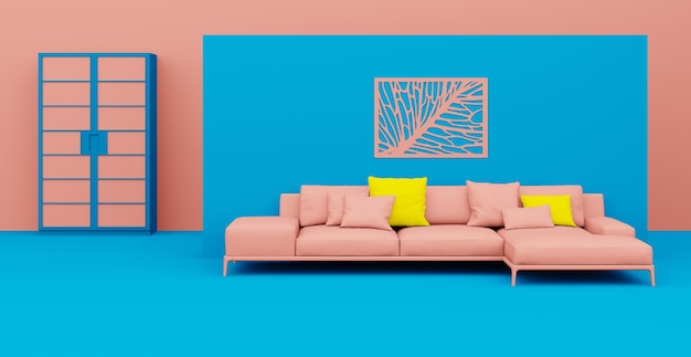 3D-Abstract-Interieur Interior-Vorlage Helle Farbe im Innenraum