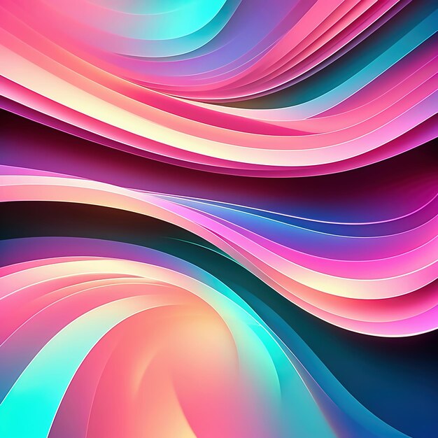 3d Abstract Panorama-Hintergrund von verdrehten dynamischen Neonlinien in Wellenform