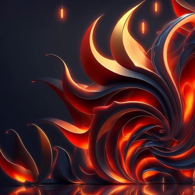 3d Abstracto fuego volcánico Fondo Generado ai