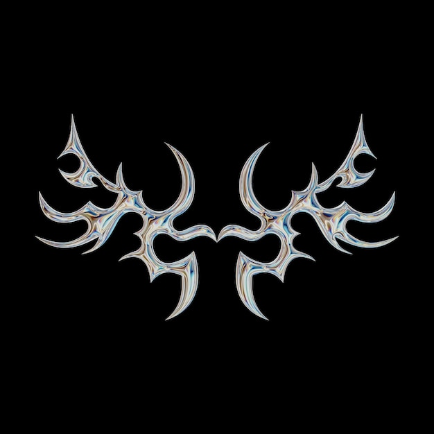 3D-Abstrakt-Neo-Stammesform Ästhetische Y2K-Cyber-Gothic-Stil 3D-Rendering