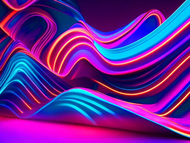 3D-Abstrakt-Neonwellen-Hintergrundbild zum kostenlosen Download