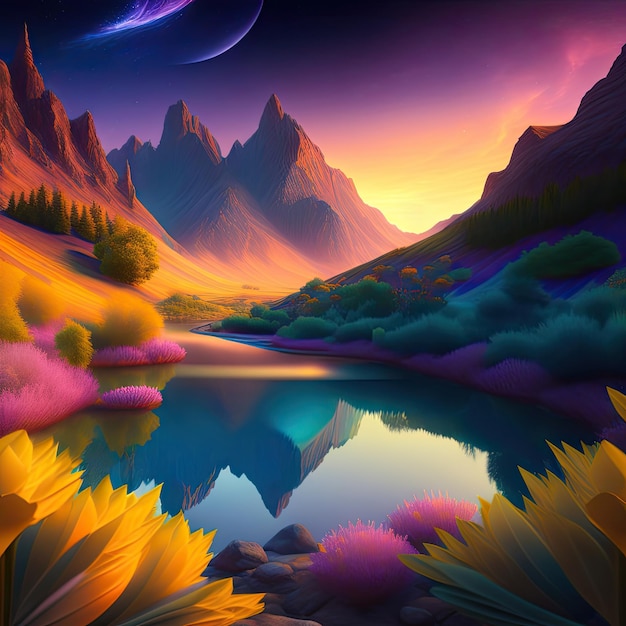 3D abstrakte Fantasy-Landschaft