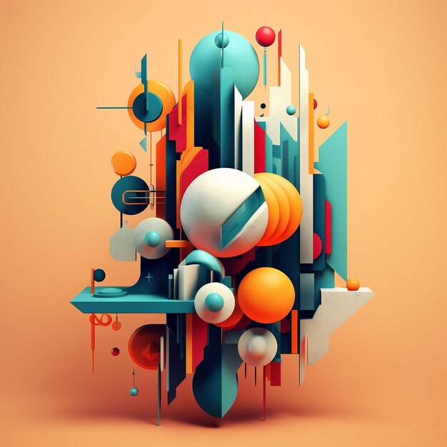 3D-abstrakte farbenfrohe Formen