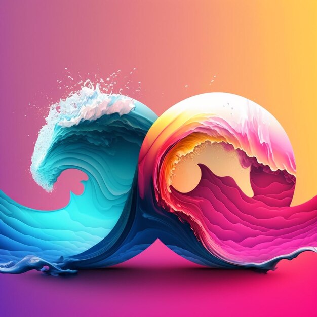 3D abstrakter Hintergrund Bunte Wellen und Tapeten