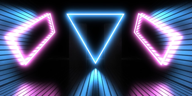 3D abstrakter Hintergrund mit Neonlichtern. Neon-Tunnel. .Raumbau . .3D-Darstellung33