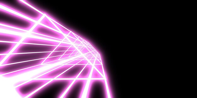 Foto 3d abstrakter hintergrund mit neonlichtern. neon tunnel .space bau . .3d-darstellung