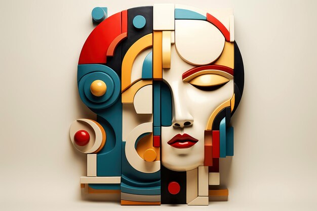 3d abstrato cara de cabeça humana conceito de ondas psíquicas IA generativa