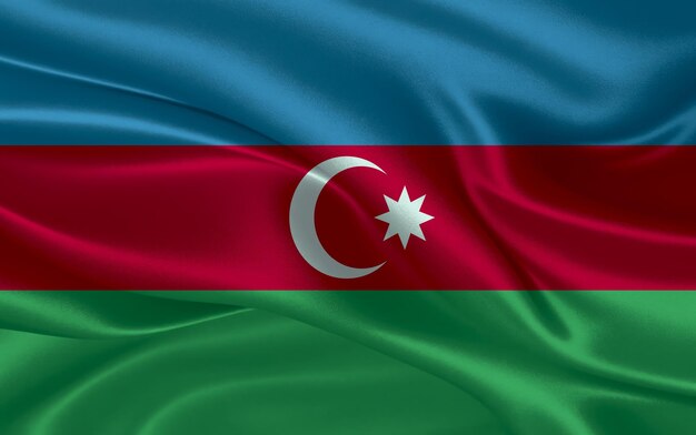 3d acenando com a bandeira nacional de seda realista do Azerbaijão Feliz dia nacional da bandeira do Azerbaijão