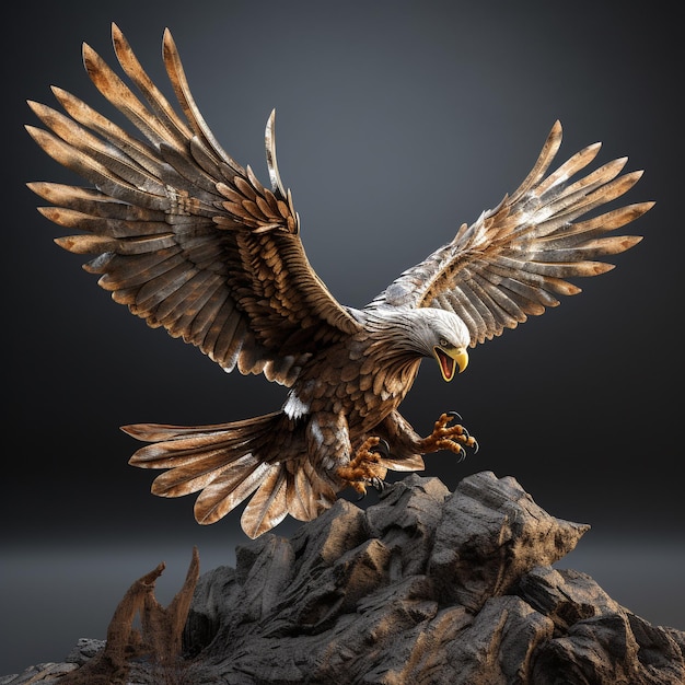 3D-Adler-Rendering mit offenen Flügeln