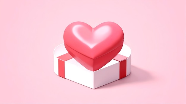 3D Amor y caja de regalos Ilustración 3D aislada en fondo rosa