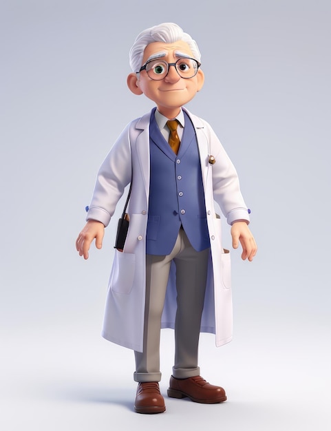 3D-Animationsstil Weißer Hintergrund Arzt