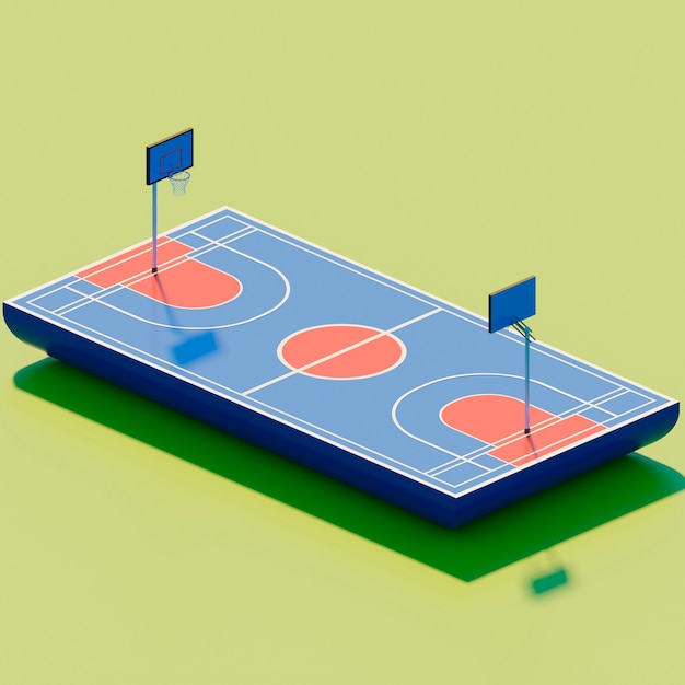 3D-Ansicht der Basketball-Grundlagen