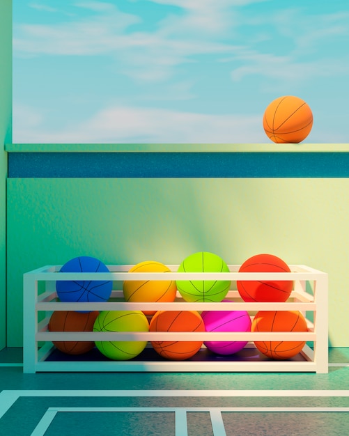 3D-Ansicht der Basketball-Grundlagen