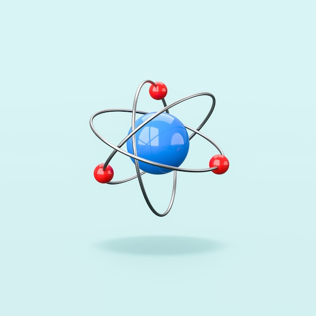 3D Atomstruktur auf blauem Hintergrund isoliert