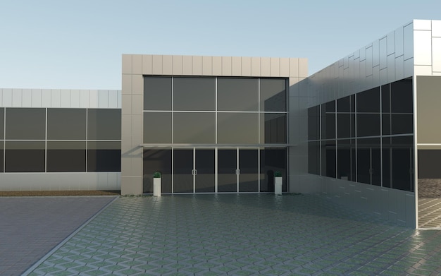 3D-Außenvisualisierung des Bürozentrums 3D-Darstellung