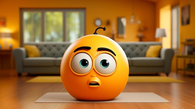 3D-Ball-Emoji-Charakter in trauriger Emotionsaktion