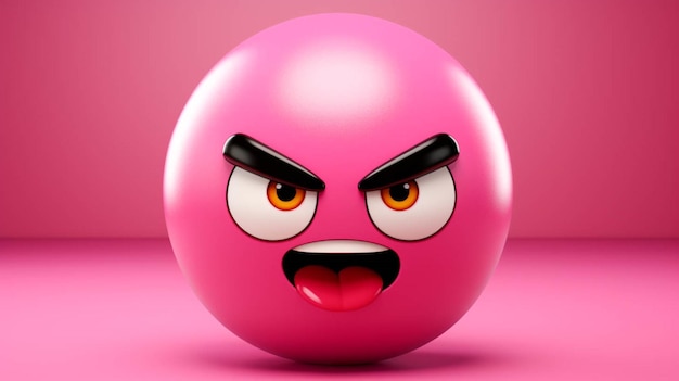 3D-Ball-Emoji-Charakter in wütender Emotionsaktion