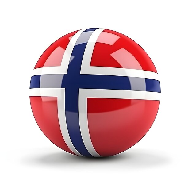 3D-Ball mit norwegischer Flagge auf weißem Hintergrund
