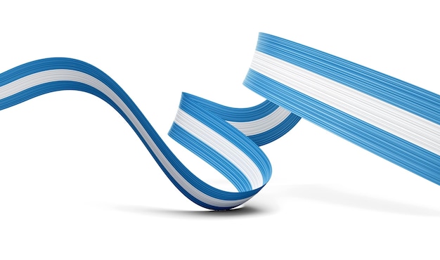 3d Bandeira da Argentina 3d Ondulado brilhante Argentina fita isolada no fundo branco ilustração 3d