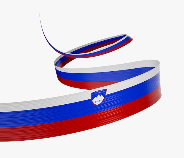 3d Bandera de Eslovenia 3d Bandeira de cinta agitada aislada sobre un fondo blanco Ilustración 3d