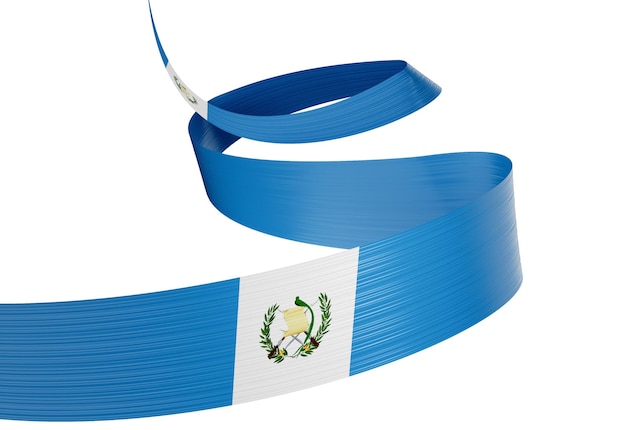 3d Bandera de Guatemala 3d Brillante agitando la bandera de Guatemala con cinta en fondo blanco Ilustración 3d