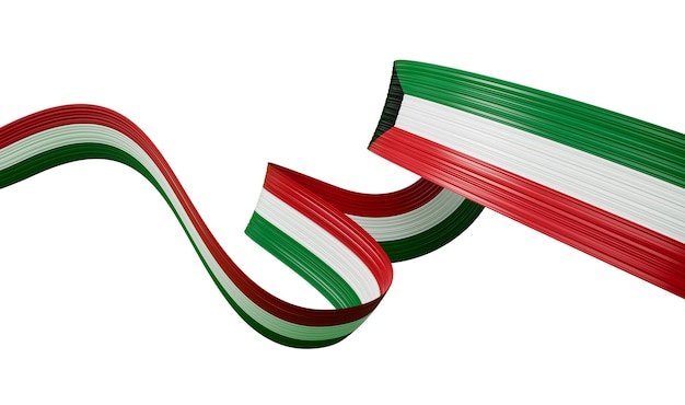 3d bandera de Kuwait país 3d ondulado brillante cinta de Kuwait aislado sobre fondo blanco ilustración 3d