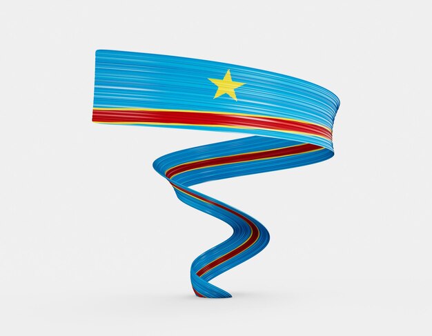 3d Bandera de la República Democrática del Congo 3d agitando la cinta de la bandera sobre un fondo blanco Ilustración 3d