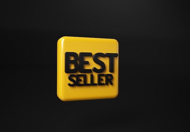 3D Best Seller Insignia Logo Diseño palabra Best Seller Premio Símbolo Emblema Icono Etiqueta o pegatina