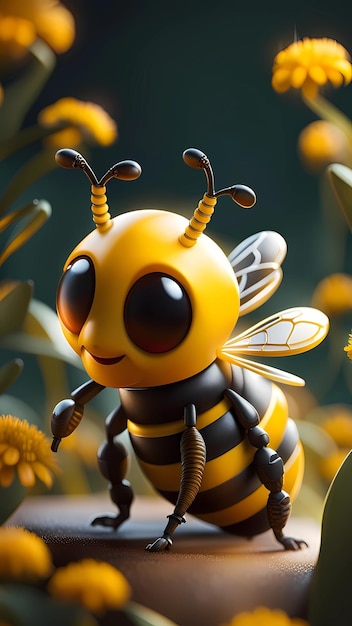 3D-Bienen-Cartoon-Charakter-Design-Illustration