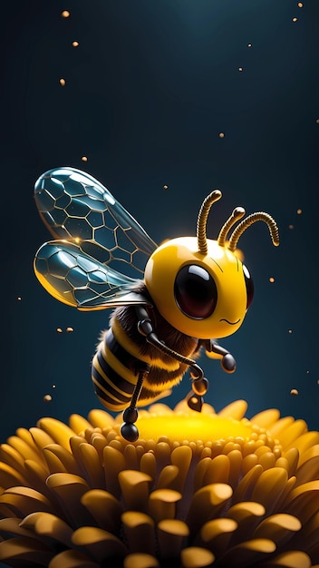 3D-Bienen-Cartoon-Charakter-Design-Illustration