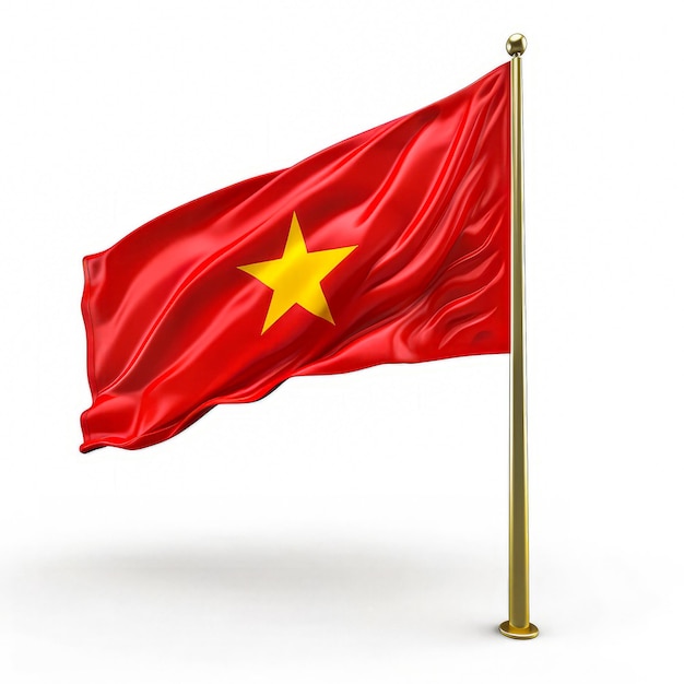 3D-Bild der vietnamesischen Flagge mit Stange