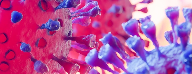 3D-Bild des Flu-Coronavirus-Covid-19-Hintergrunds