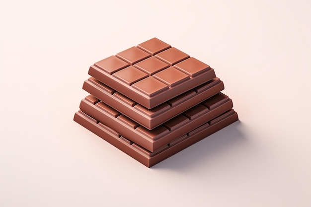 3D-Bild Eine Schokoladenplatte mit Stücken