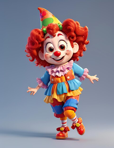 Foto 3d-bild eines clown-fotos und farbenfroher