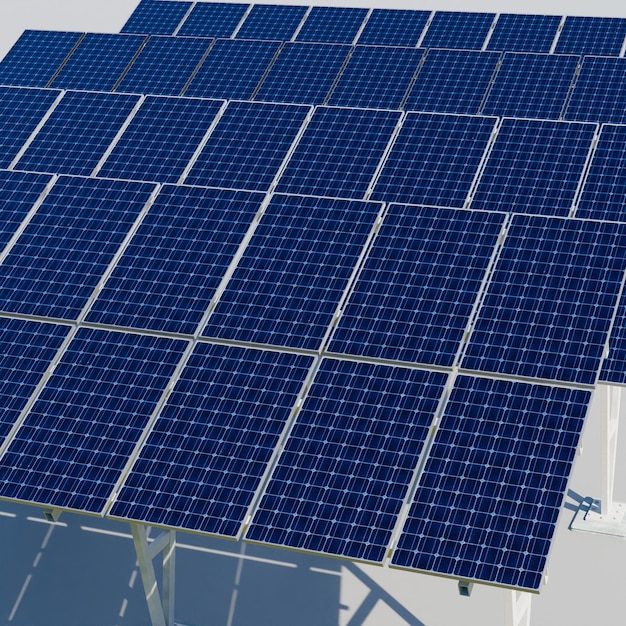 Foto 3d-bild eines solarpanels