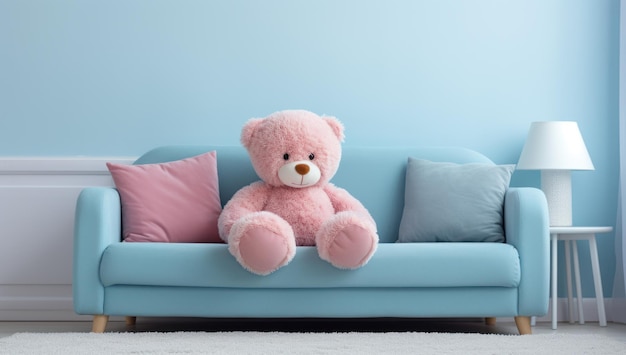 3D-Bild eines Teddybären im Wohnzimmer