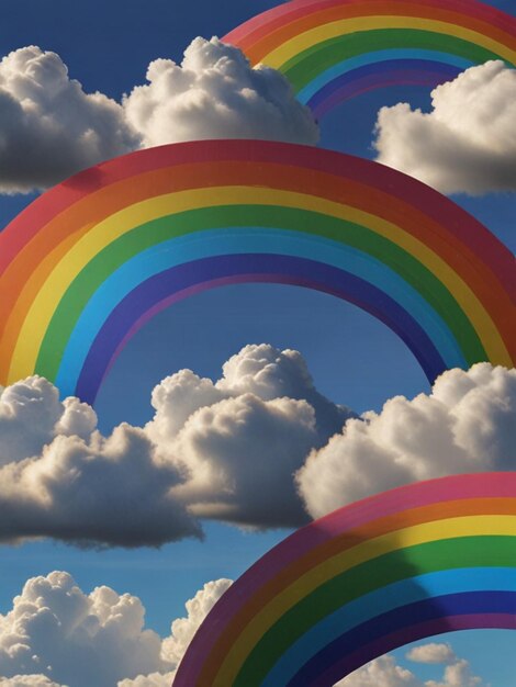 Foto 3d-bild von einem regenbogen im himmel gradient-hintergrund