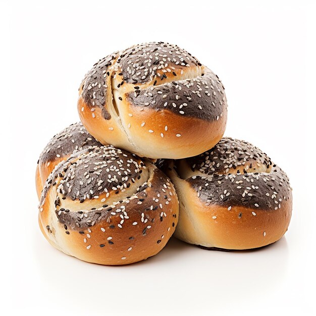 Foto 3d-bild von süßen bagels auf weißem hintergrund