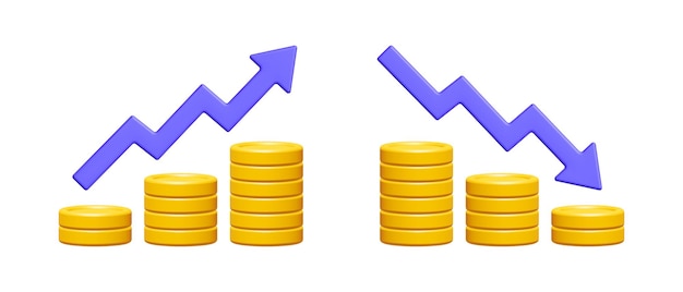 3d bitcoin creciente flecha negocios y finanzas ahorro concepto de inversión