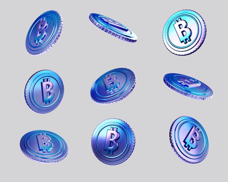 Foto 3d bitcoin moeda digital criptomoeda