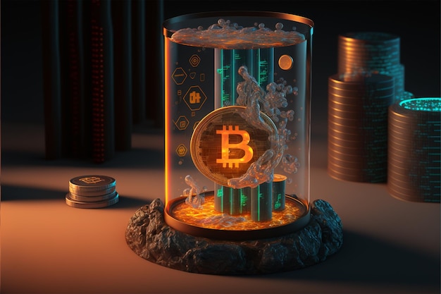 3D-Bitcoin und Handelskonzept