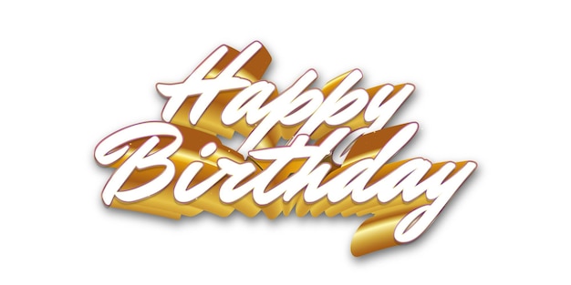 Foto 3d blanco y dorado feliz cumpleaños letras feliz cumpleaños texto con fondo blanco