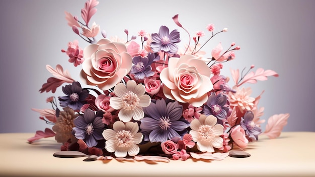 3D-Blumen 3DHeart glücklicher Muttertag, Muttertagshintergrund