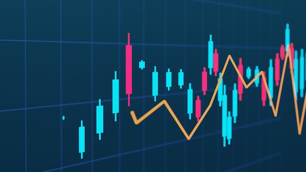 Foto 3d-börsengrafiken kryptowährungsdiagramm hightech-stildiagramm finanztechnologiekonzept