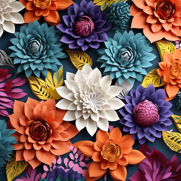 3D Boho Blumen Hintergrund Digitales Papier