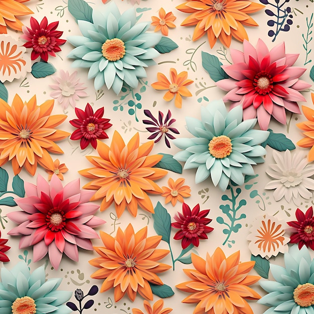 3D Boho Blumen Hintergrund Digitales Papier